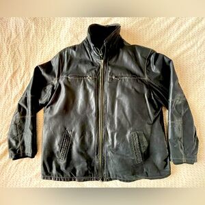 Leather winter jacket with lining - big and tall -